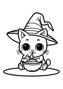 Chat noir à chapeau de sorcière