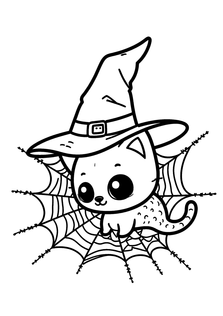 Coloriage Chat noir dans la toile à imprimer gratuitement