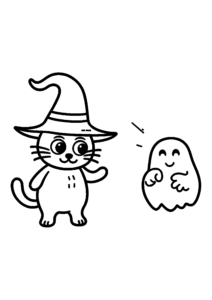 Chat sorcière et fantôme
