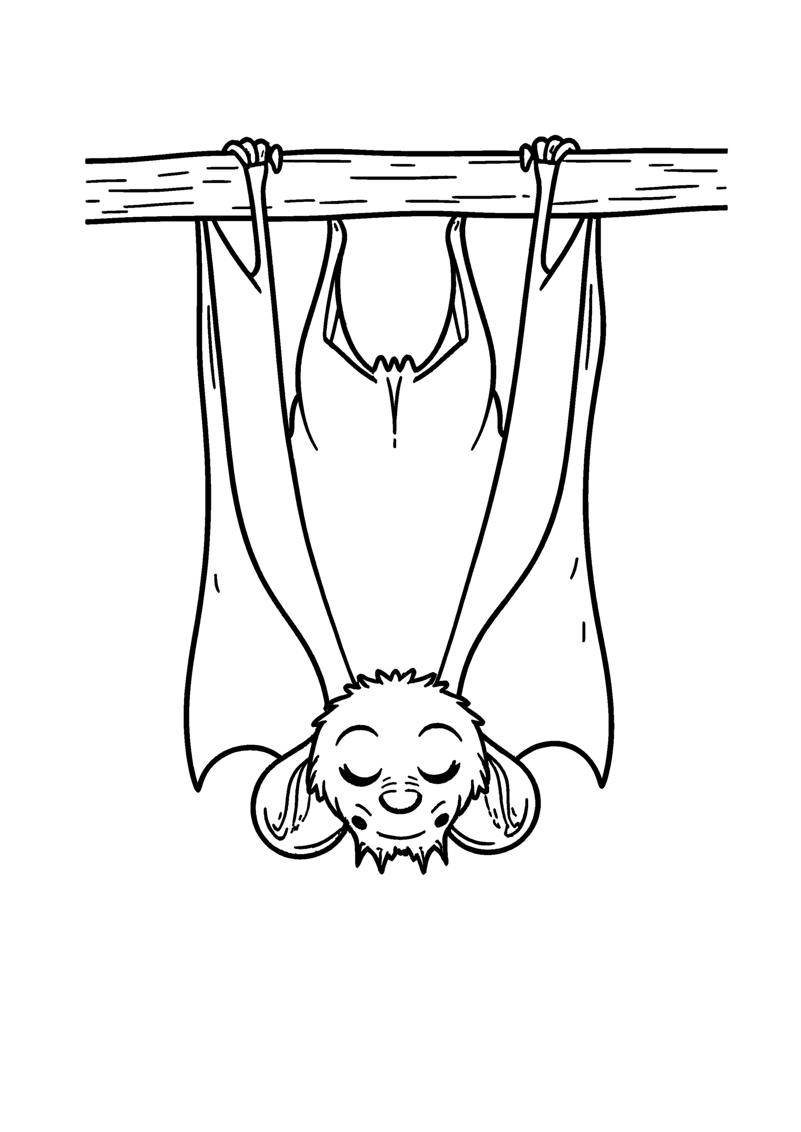 Coloriage Chauve-souris vampire endormie, variante 4