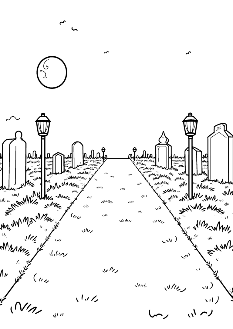 Coloriage Chemin de cimetière à imprimer gratuitement