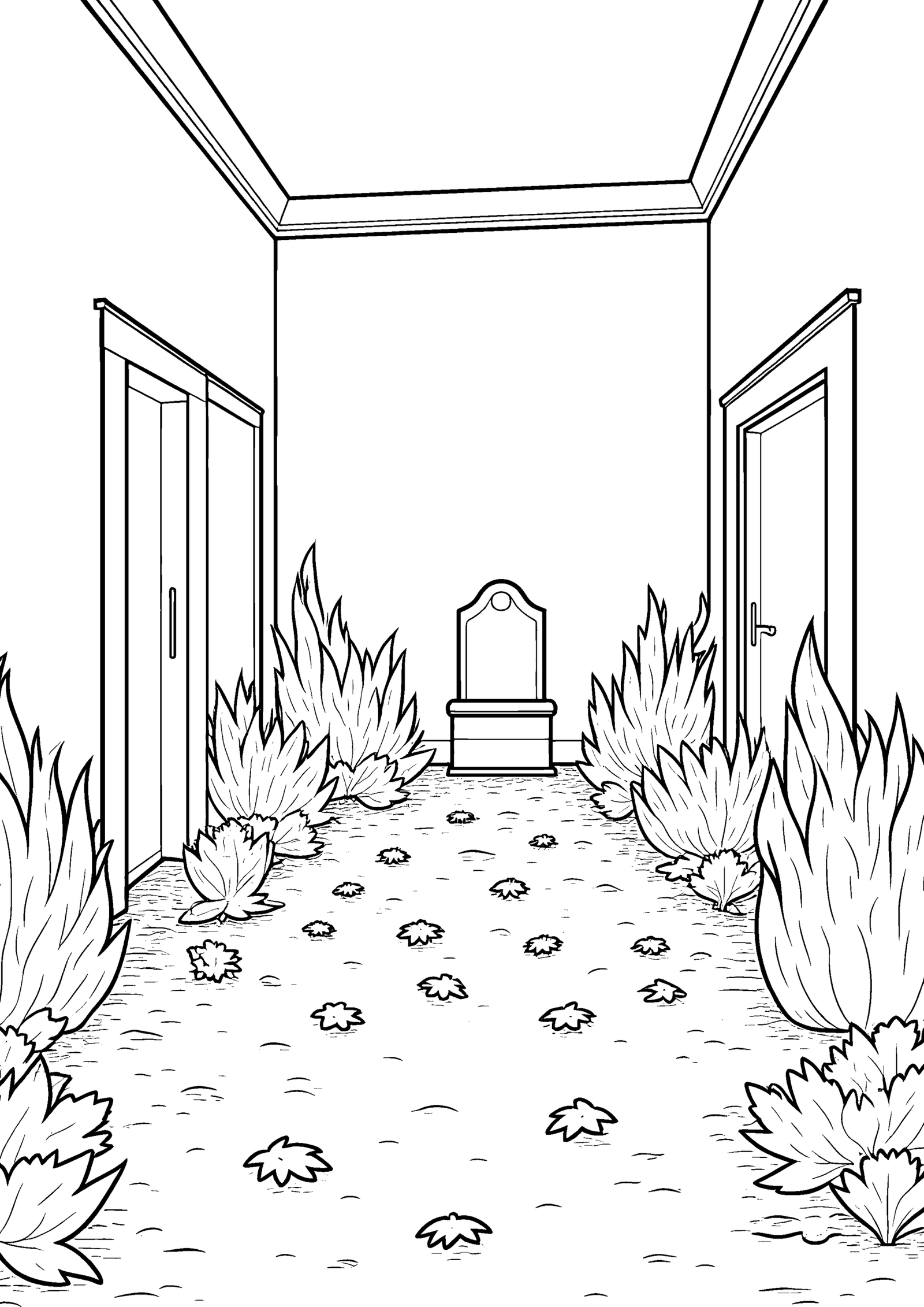 Coloriage Cimetière aux feuilles d'automne, variante 2