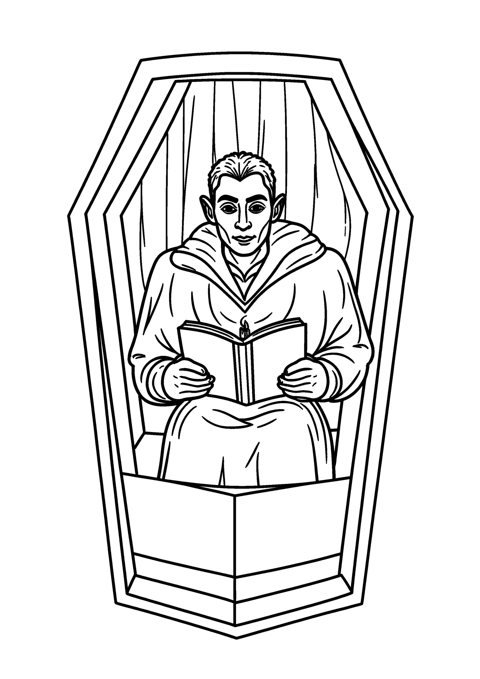 Coloriage Comte vampire lisant une histoire, variante 3
