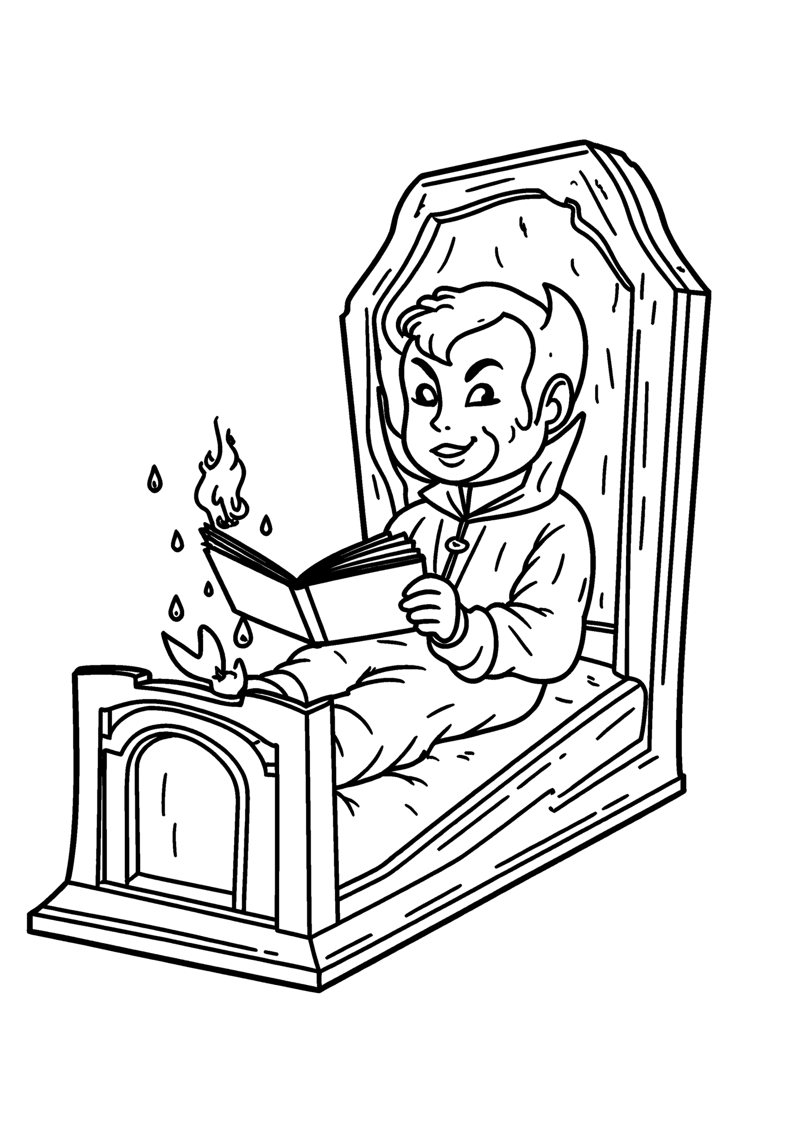 Coloriage Comte vampire lisant une histoire, variante 4