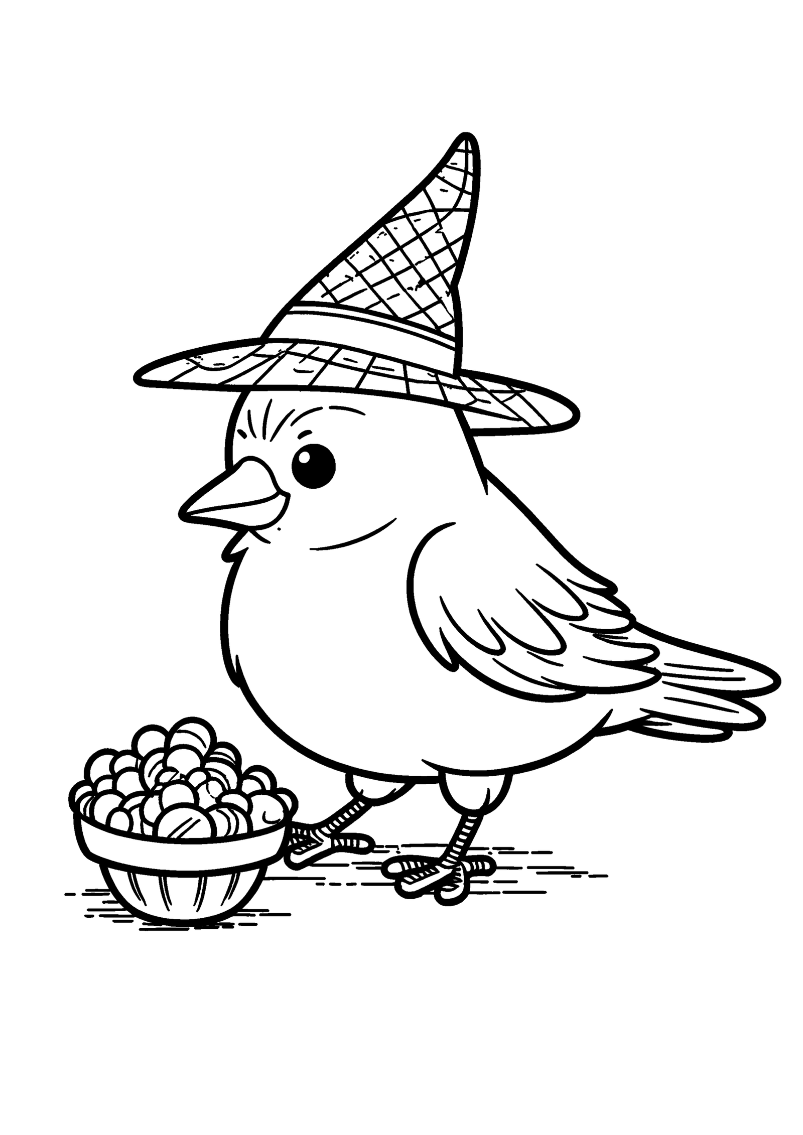 Coloriage Corbeau à chapeau de sorcière, variante 2
