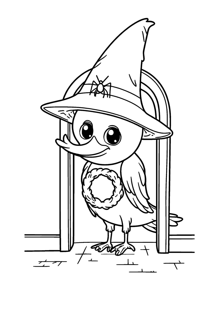 Coloriage Corbeau à la porte à imprimer gratuitement