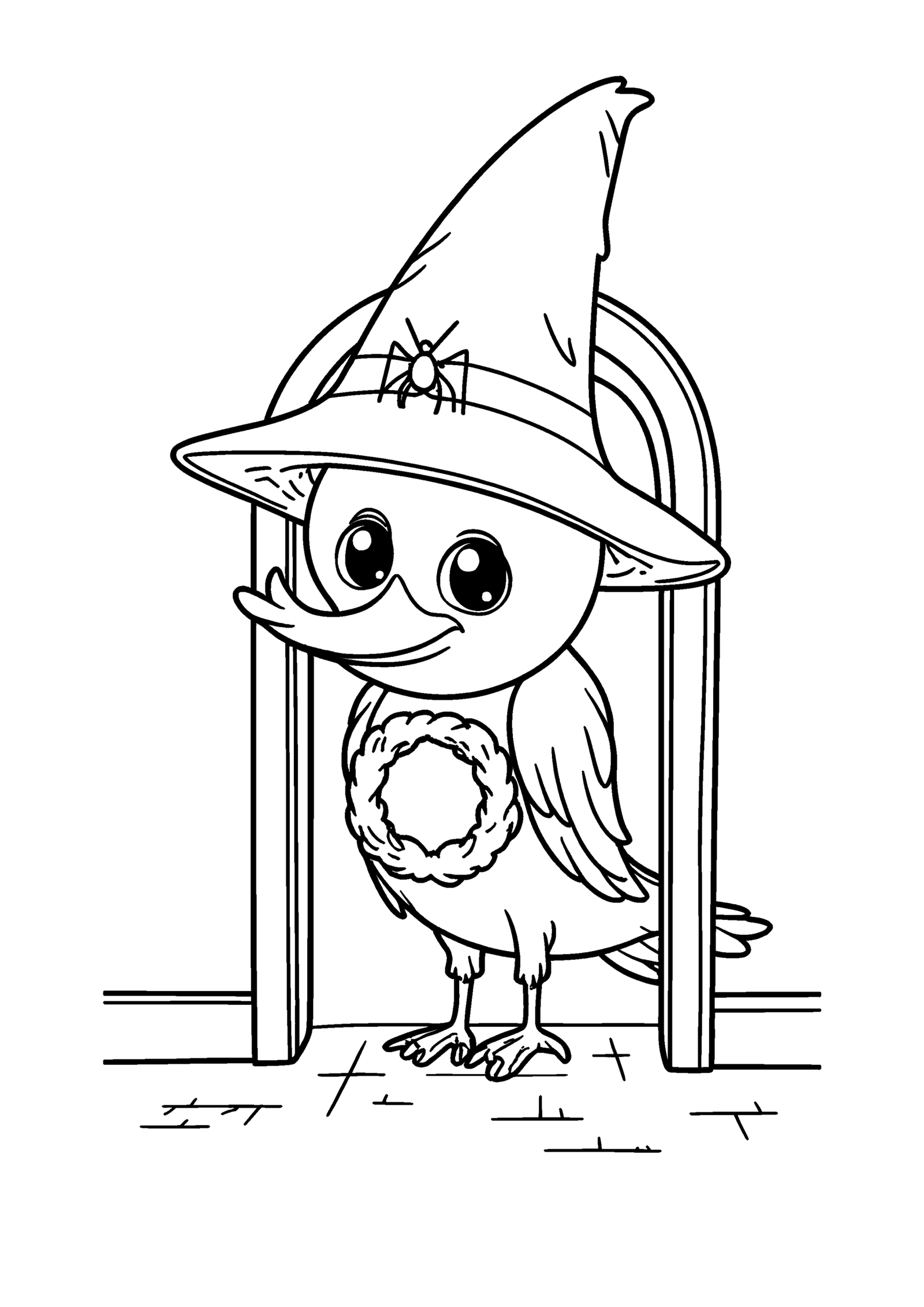 Coloriage Corbeau à la porte à imprimer gratuitement