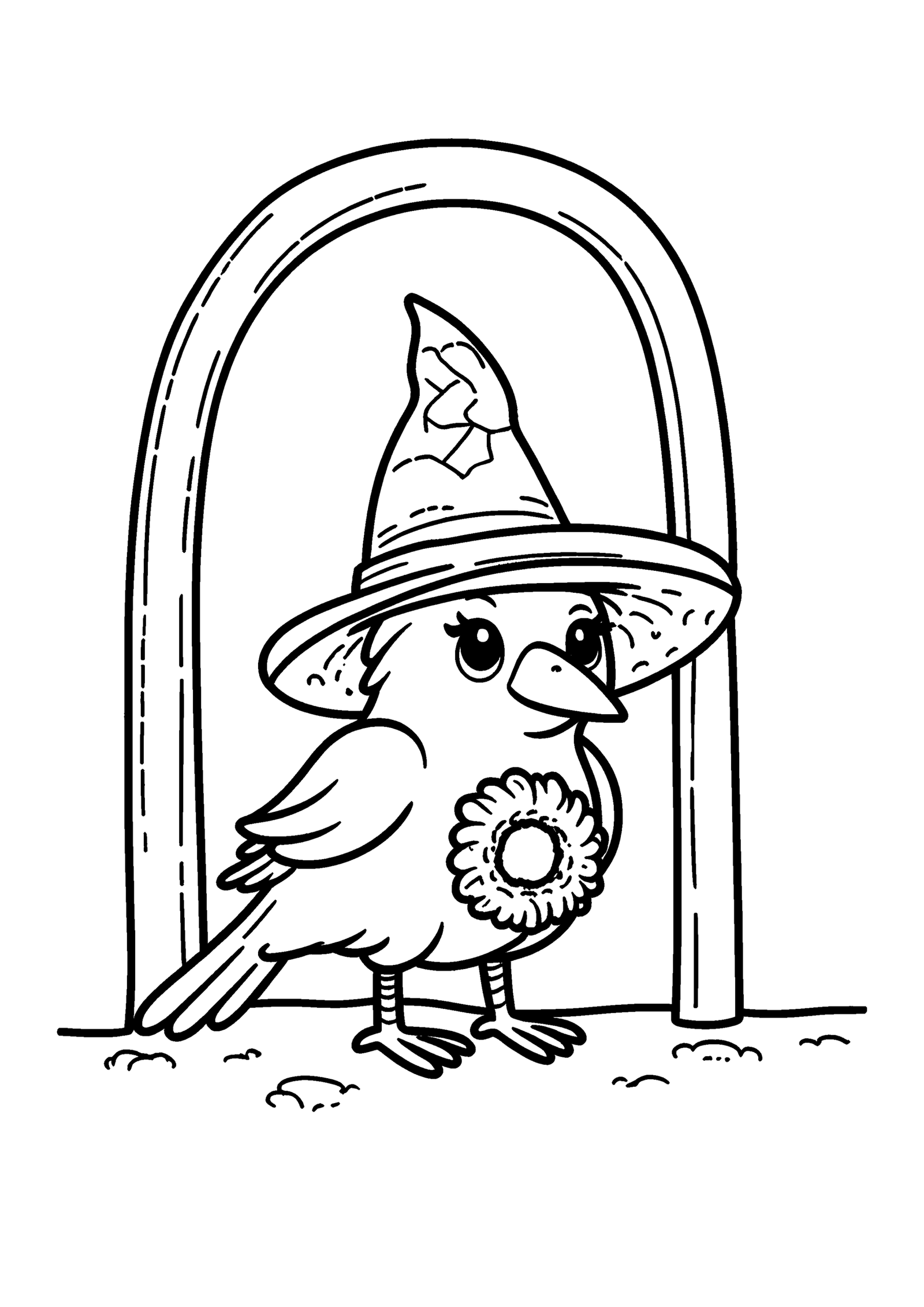 Coloriage Corbeau à la porte, variante 2