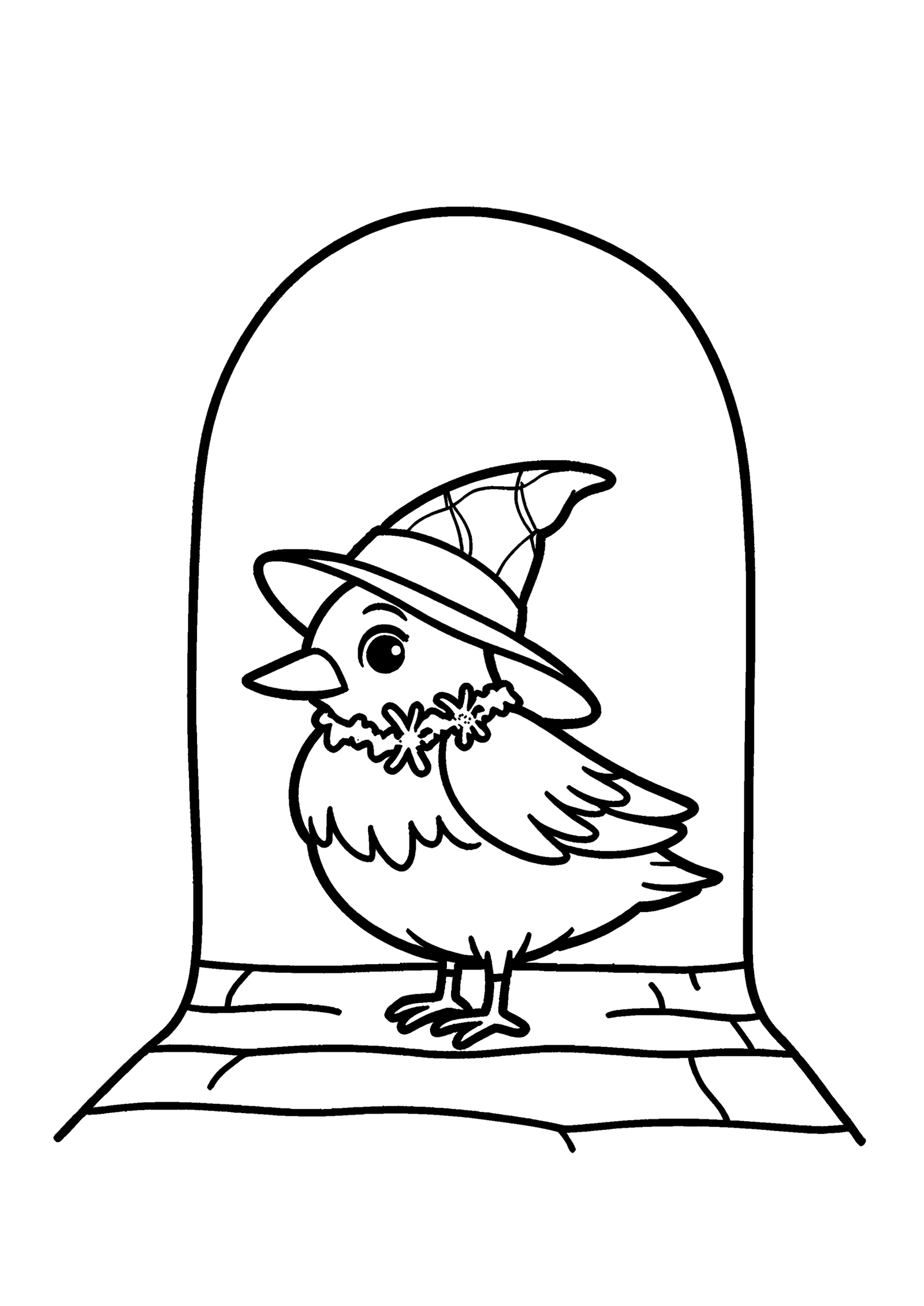 Coloriage Corbeau à la porte, variante 3