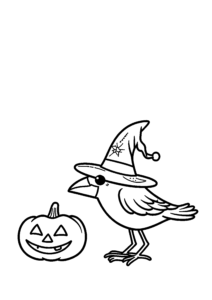 Corbeau avec chapeau de sorcière