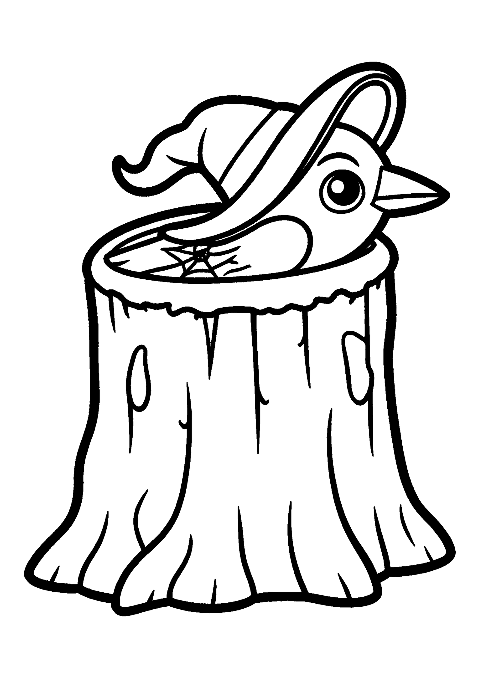 Coloriage Corbeau en chapeau de sorcière, variante 1