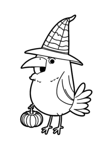 Corbeau sorcière avec citrouille