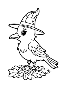 Corbeau sorcière sur feuilles