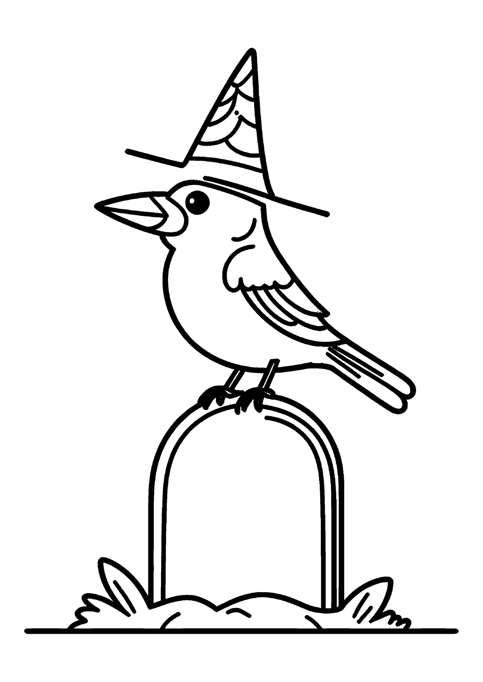 Coloriage Corbeau sur pierre tombale à imprimer