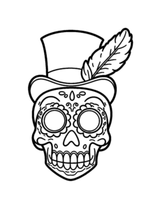 Crâne de sucre au chapeau
