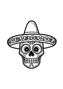 Crâne de sucre au sombrero fleuri