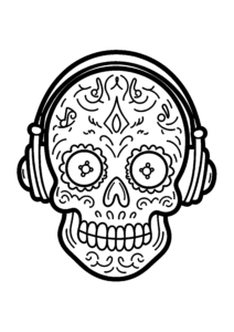 Crâne de sucre avec casque audio