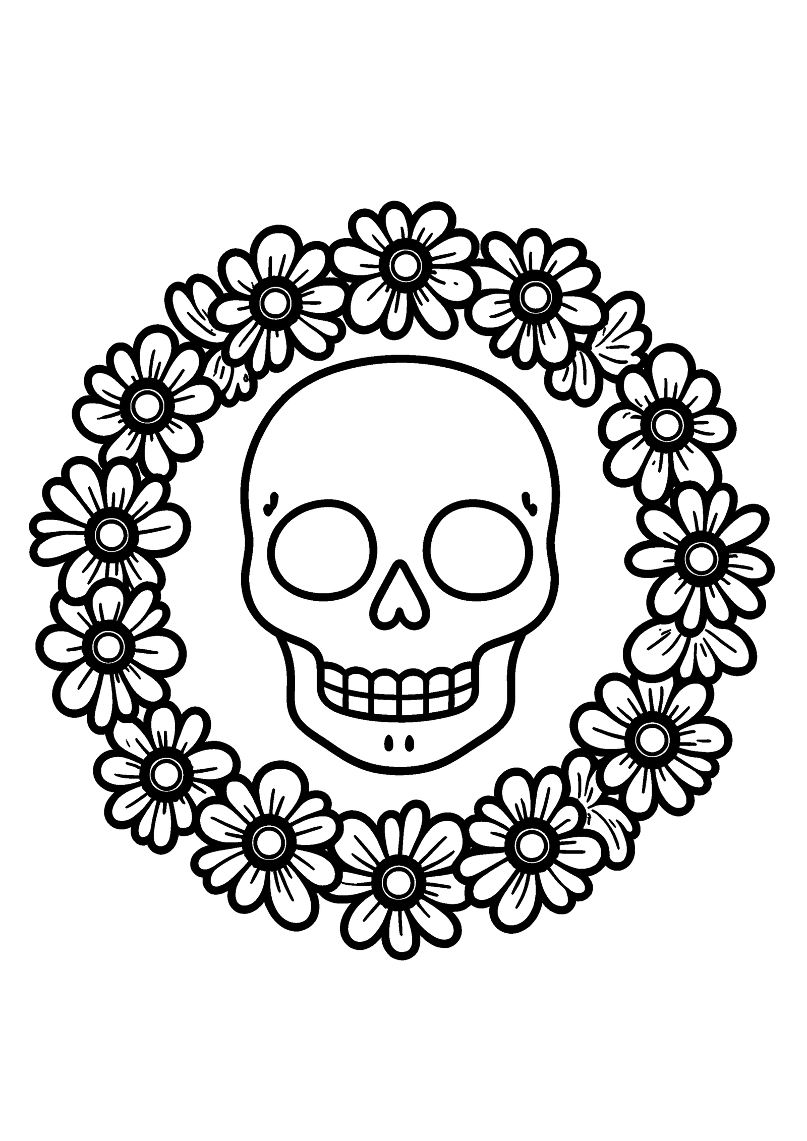 Coloriage Crâne en sucre fleuri à imprimer gratuitement