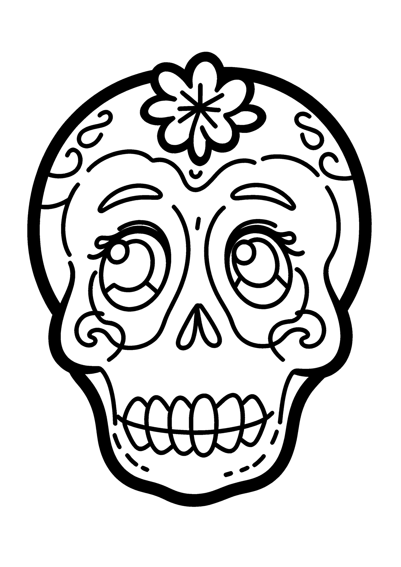Coloriage Crâne en sucre joyeux à imprimer