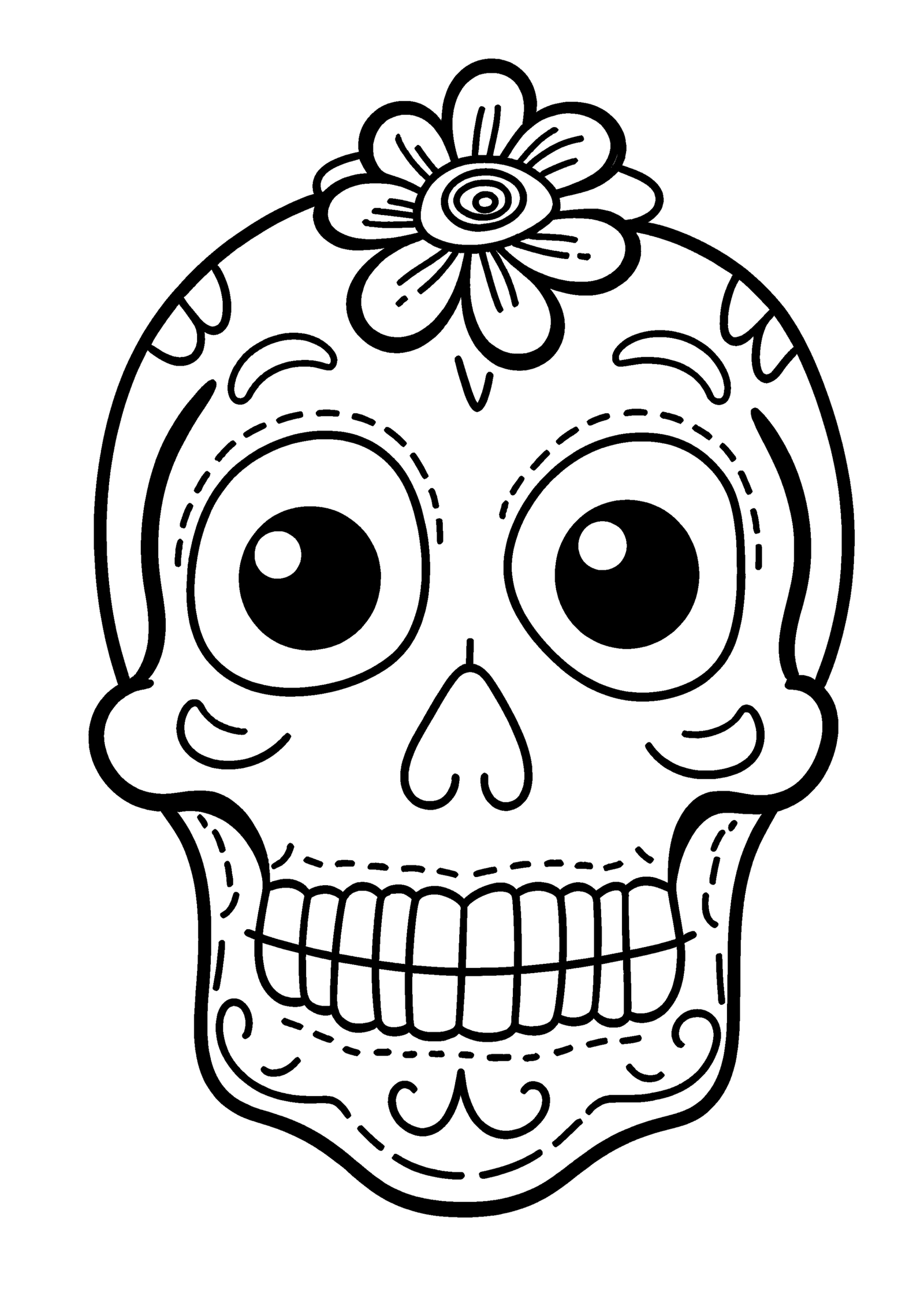 Coloriage Crâne en sucre joyeux, variante 2