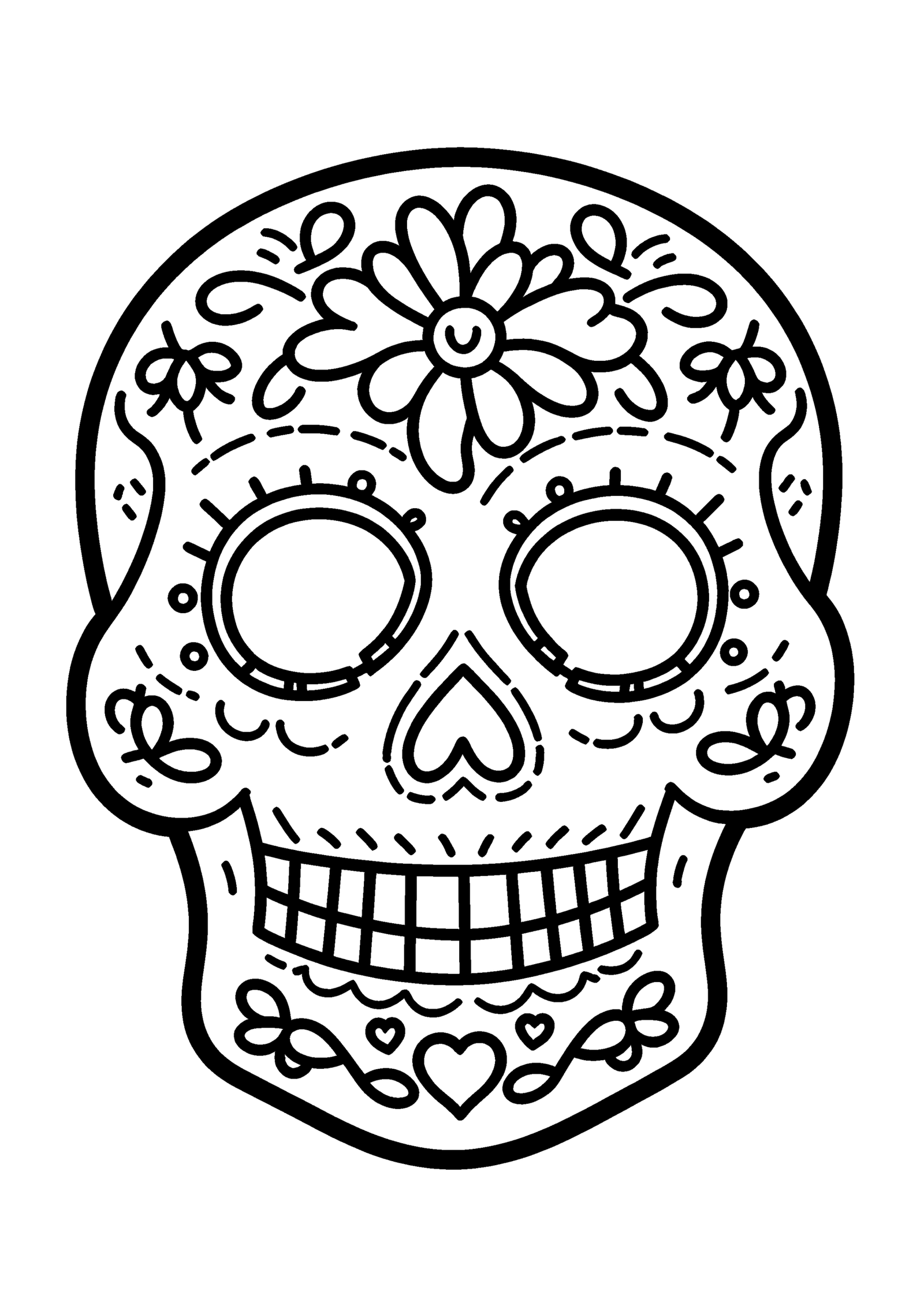 Coloriage Crâne en sucre souriant, variante 3