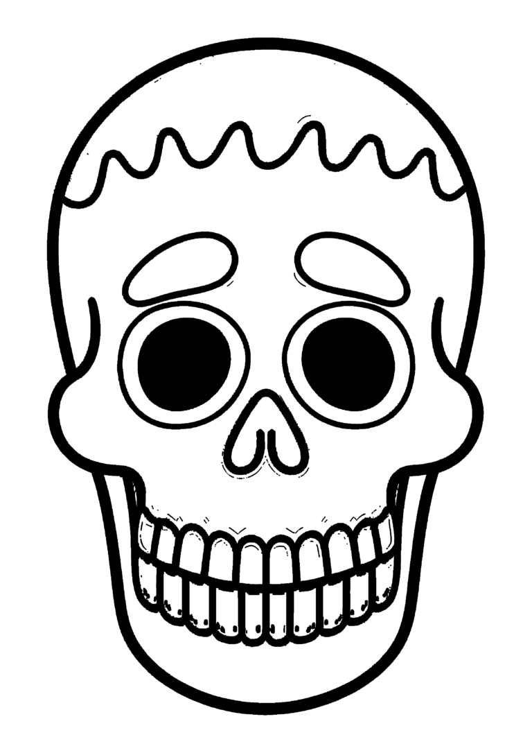 Coloriage Crâne souriant en sucre à imprimer gratuitement
