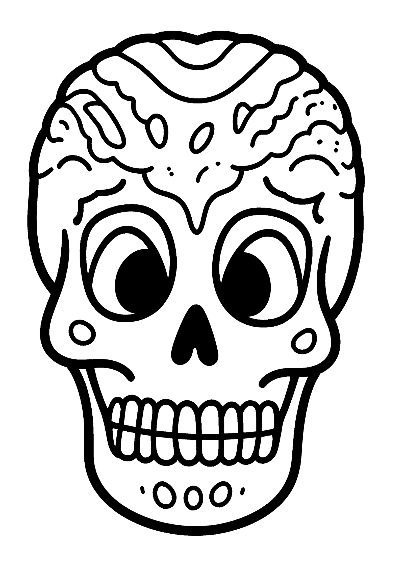 Coloriage Crâne souriant en sucre, variante 3