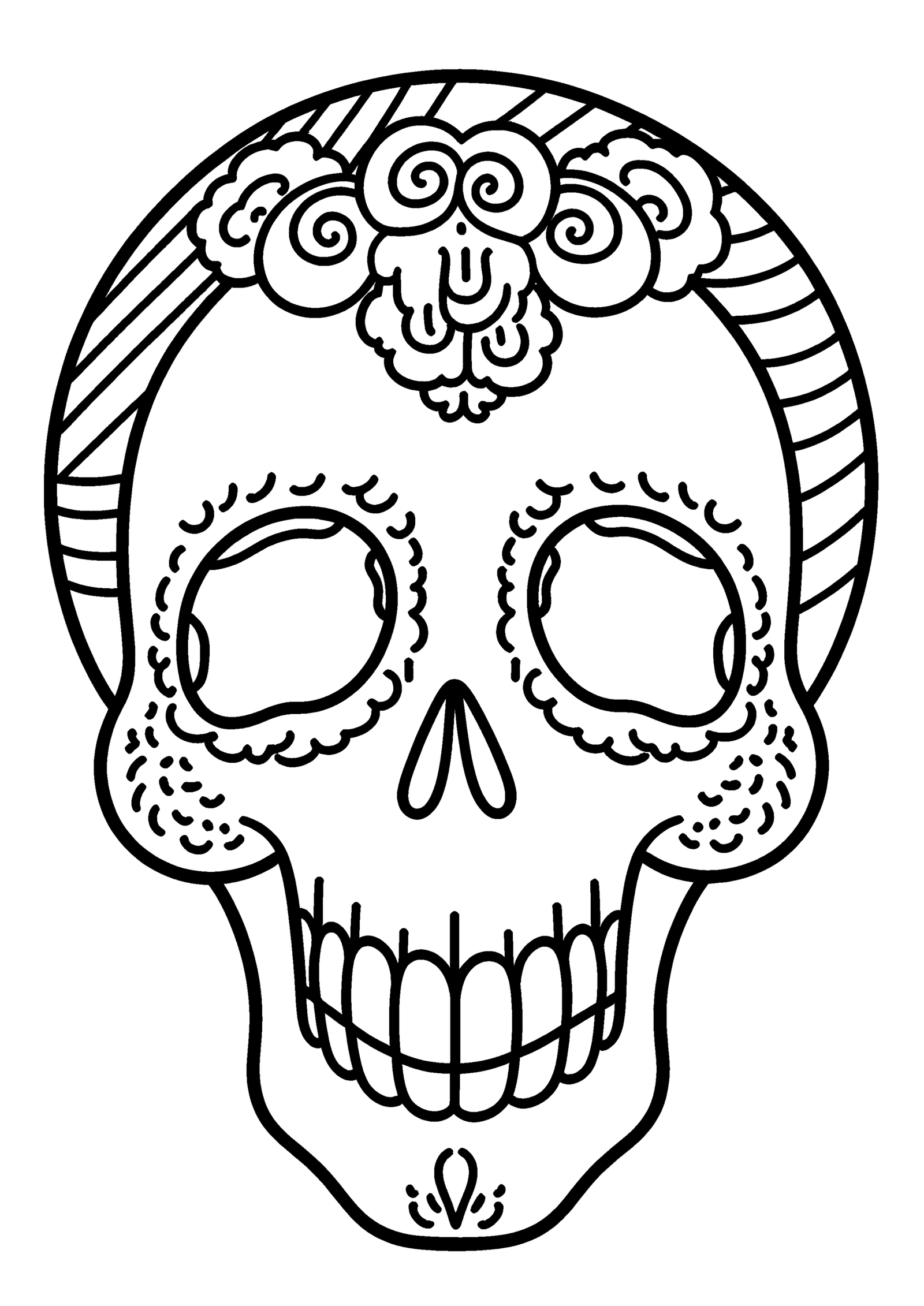 Coloriage Crâne souriant en sucre, variante 4