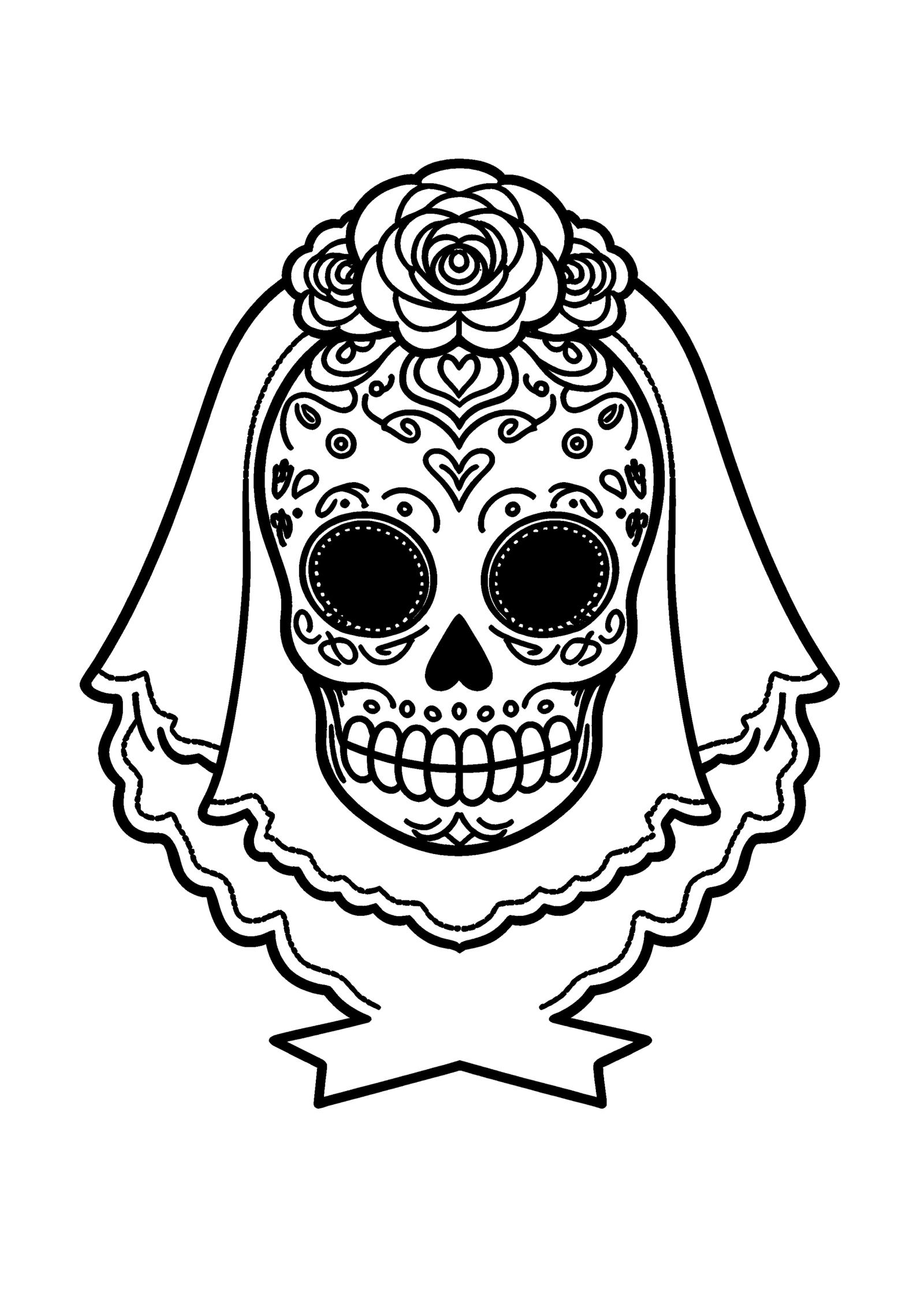 Coloriage Crâne sucré mexicain à imprimer