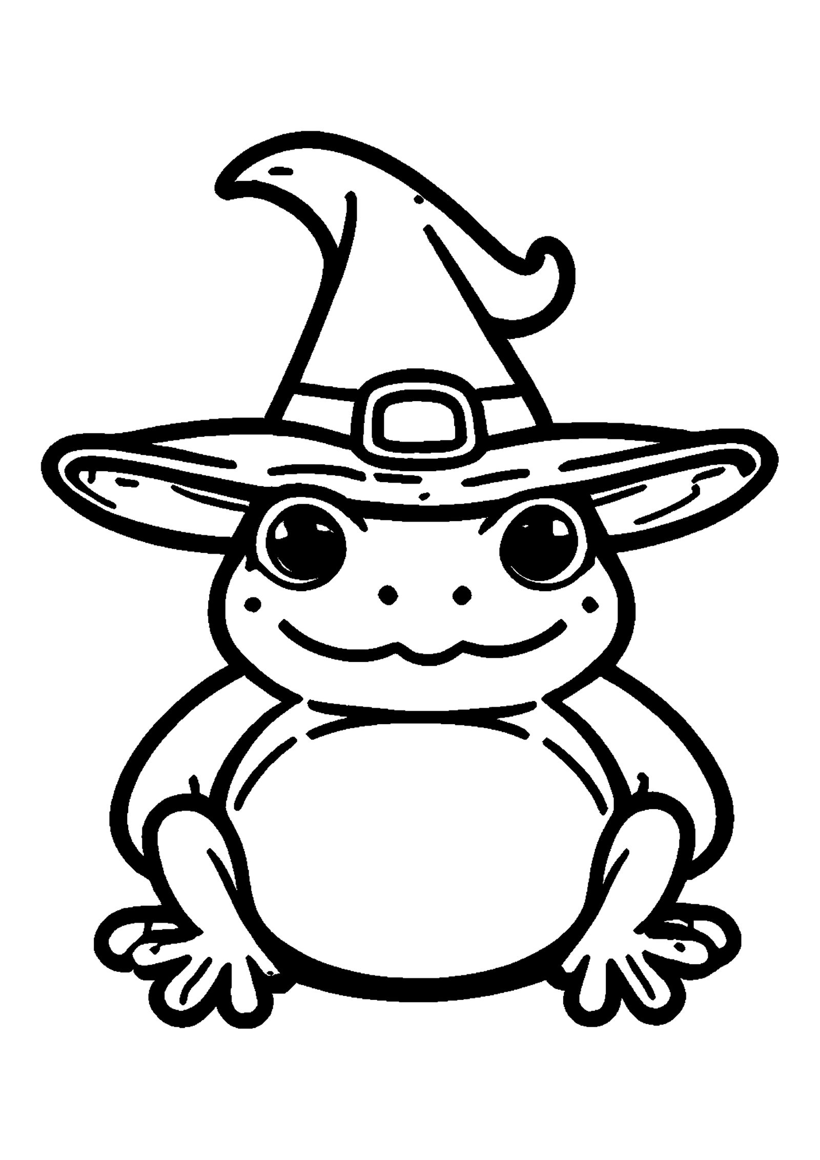 Coloriage Crapaud avec chapeau de sorcière à imprimer