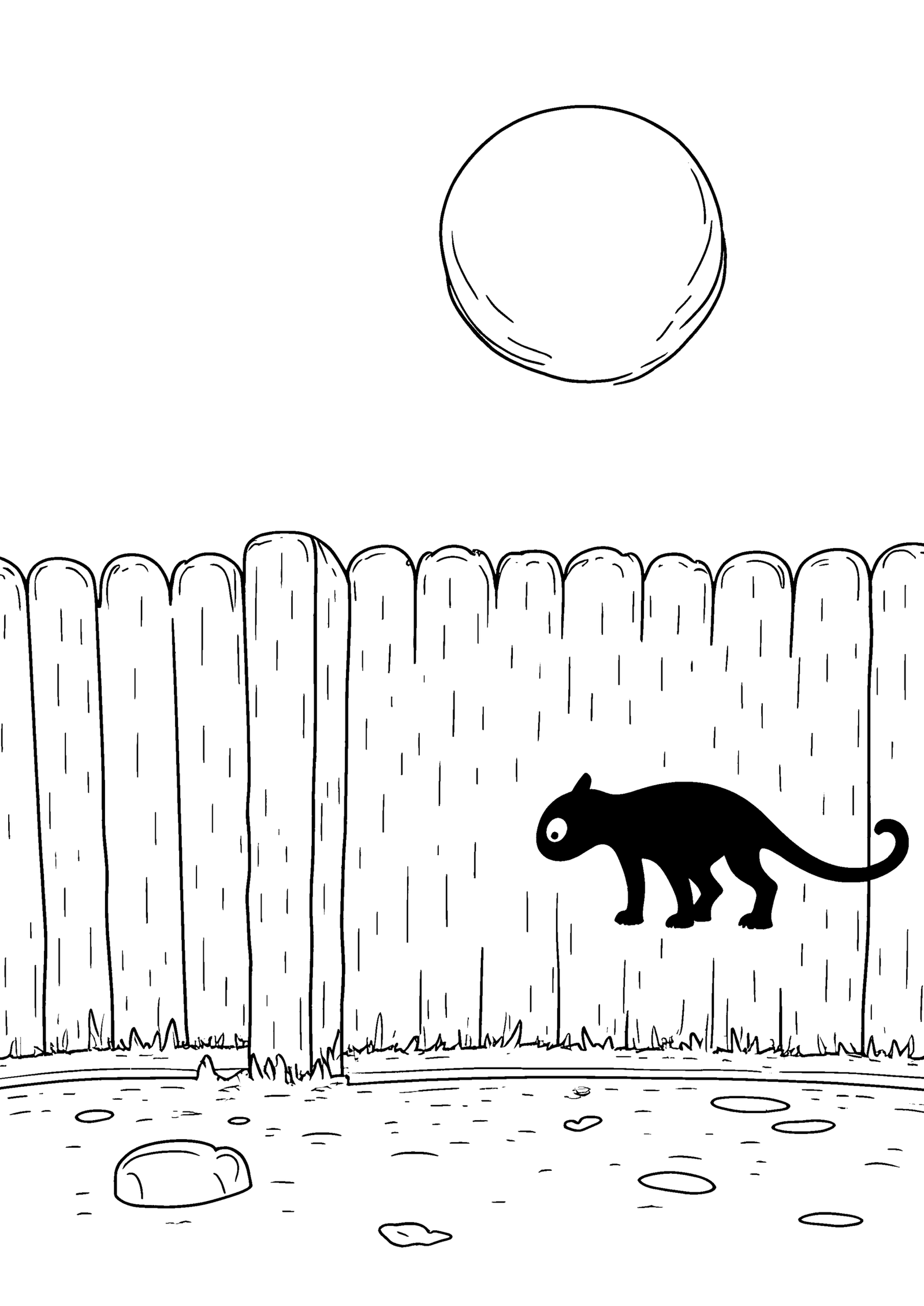 Coloriage Créature d'ombre sur un mur au clair de lune, variante 3