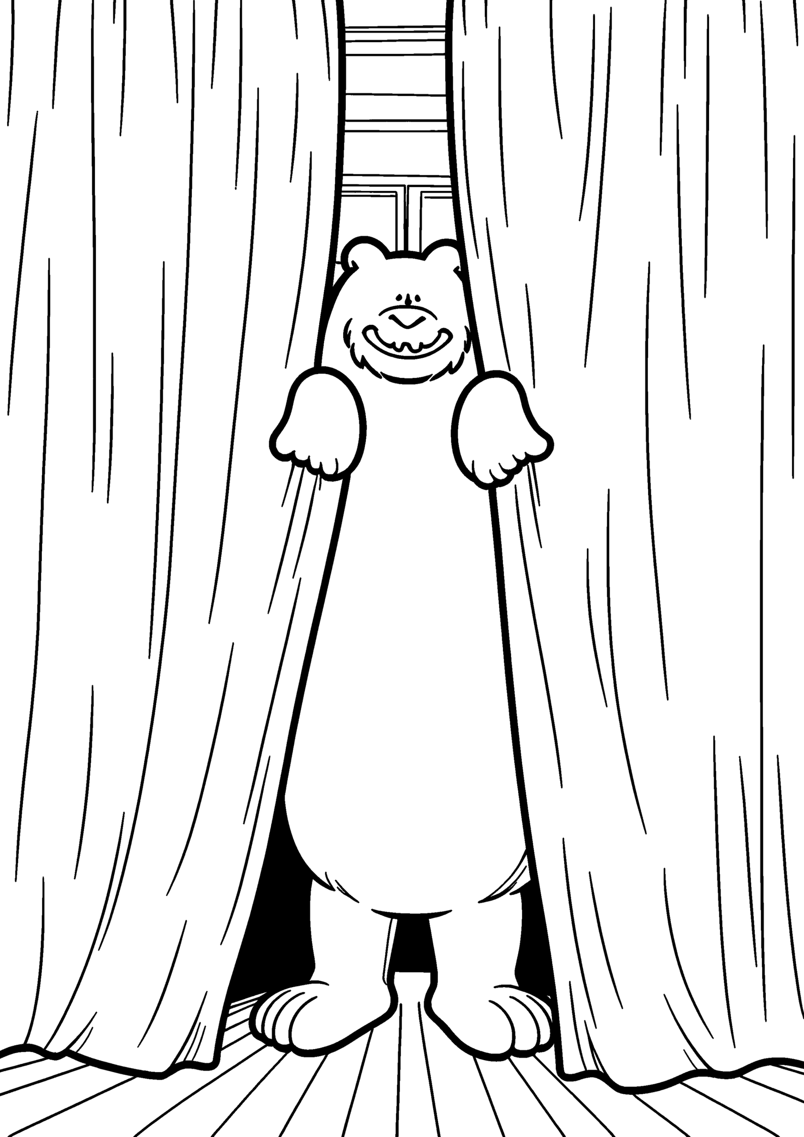 Coloriage Créature derrière un rideau poussiéreux, variante 2