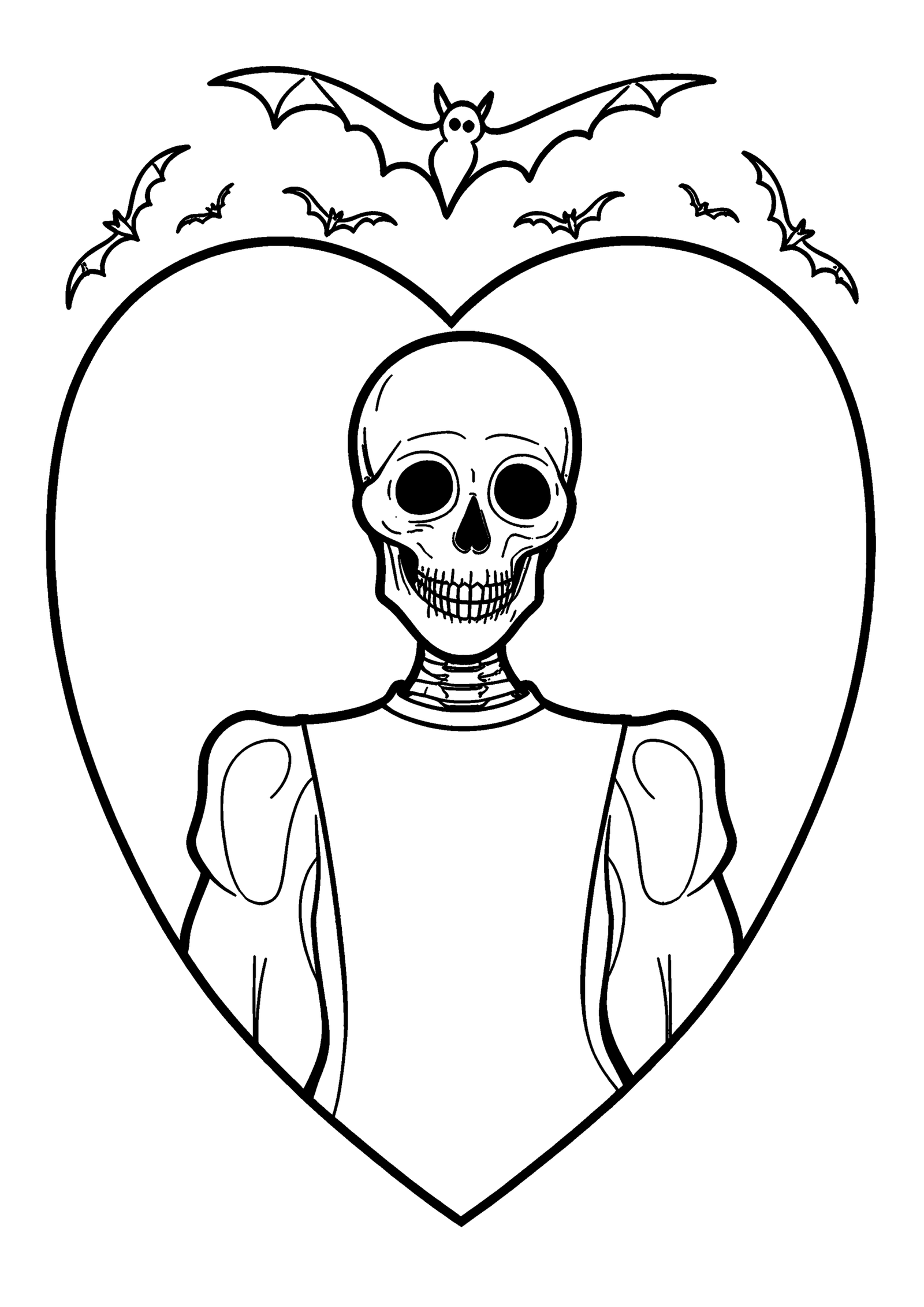 Coloriage Dame squelette encadrée à imprimer gratuitement