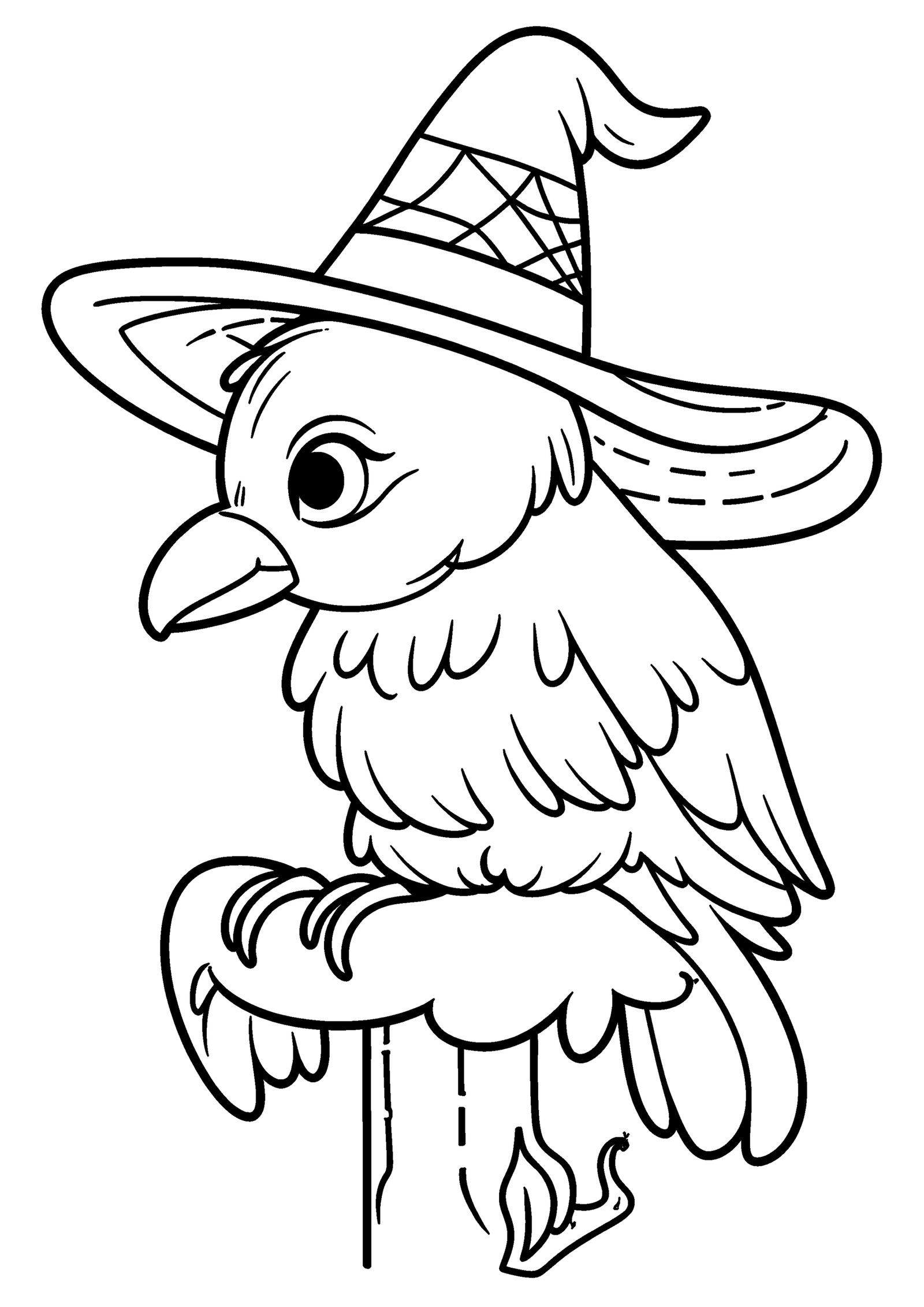 Coloriage Épouvantail avec corbeau sur le bras à imprimer