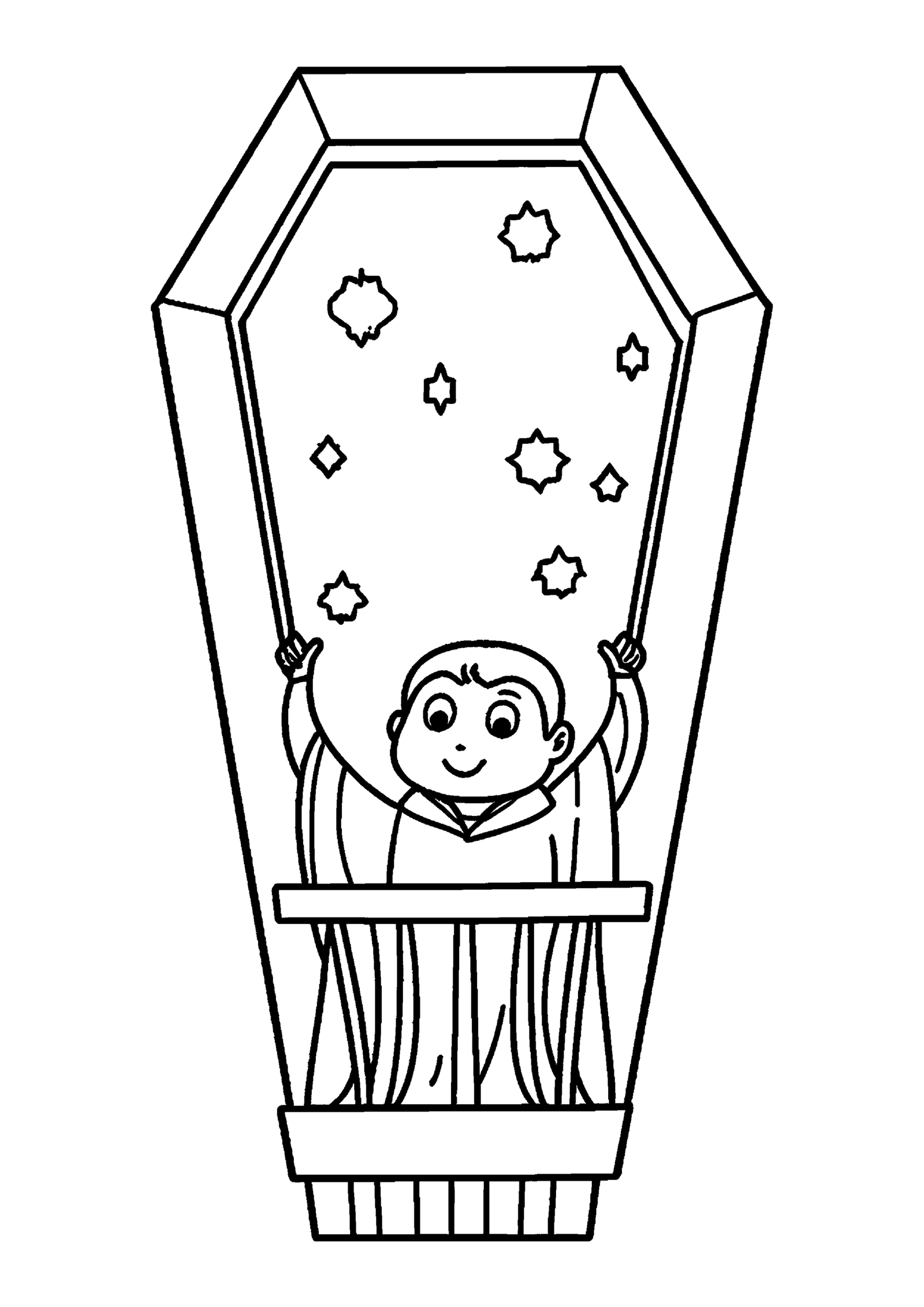 Coloriage Jeune vampire comptant les étoiles à imprimer gratuitement