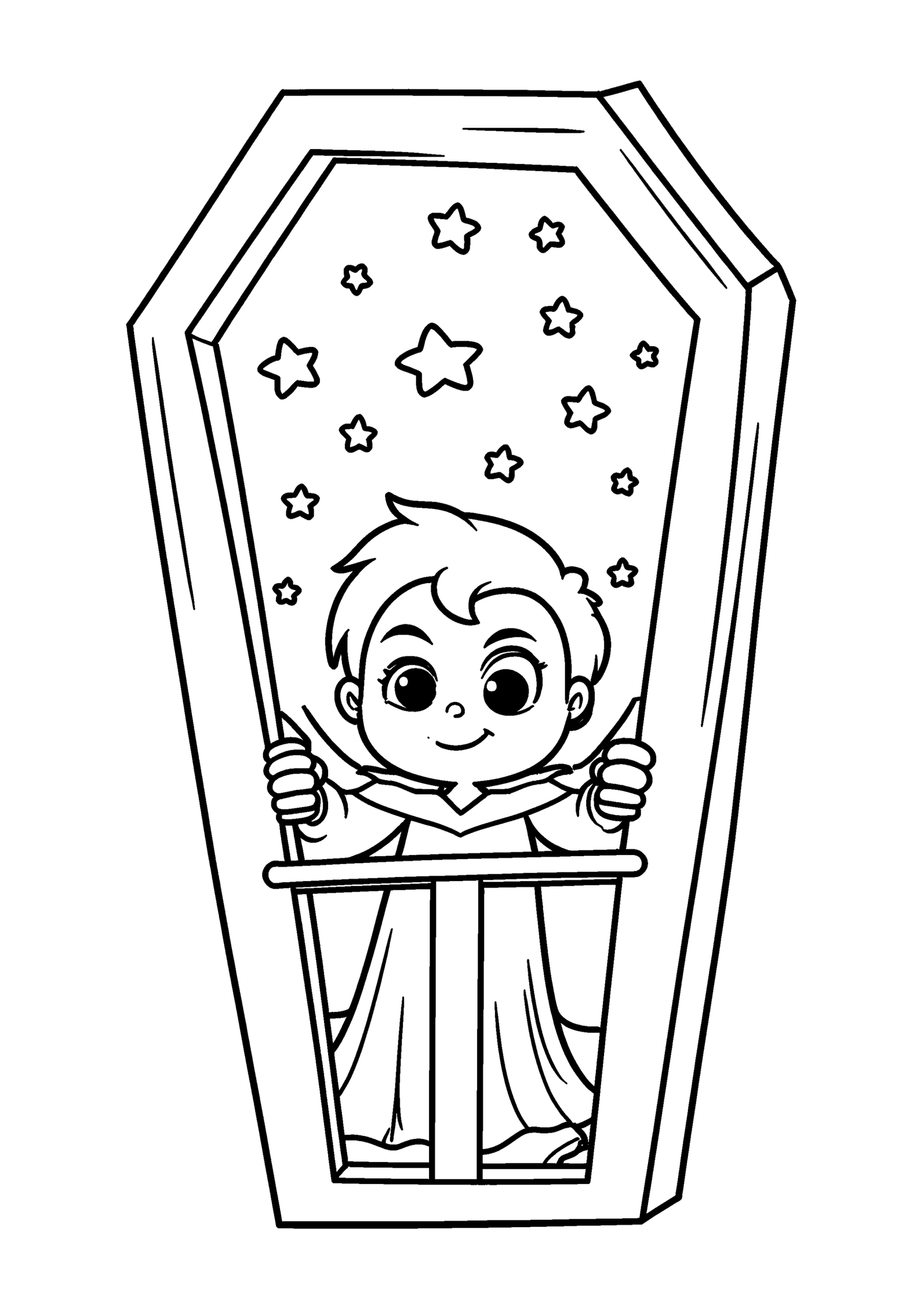 Coloriage Jeune vampire comptant les étoiles, variante 3