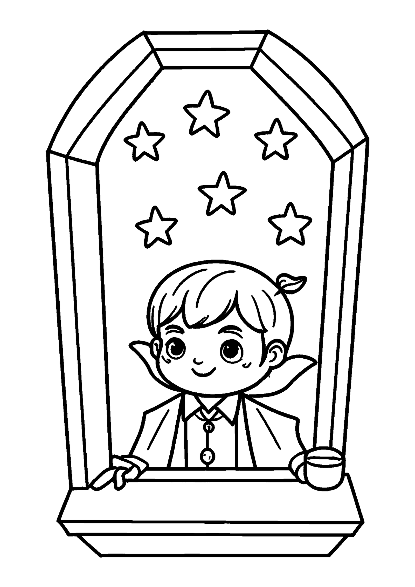 Coloriage Jeune vampire comptant les étoiles, variante 4