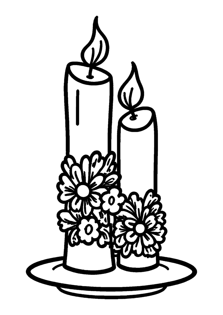 Coloriage Paire de bougies décorées à imprimer gratuitement