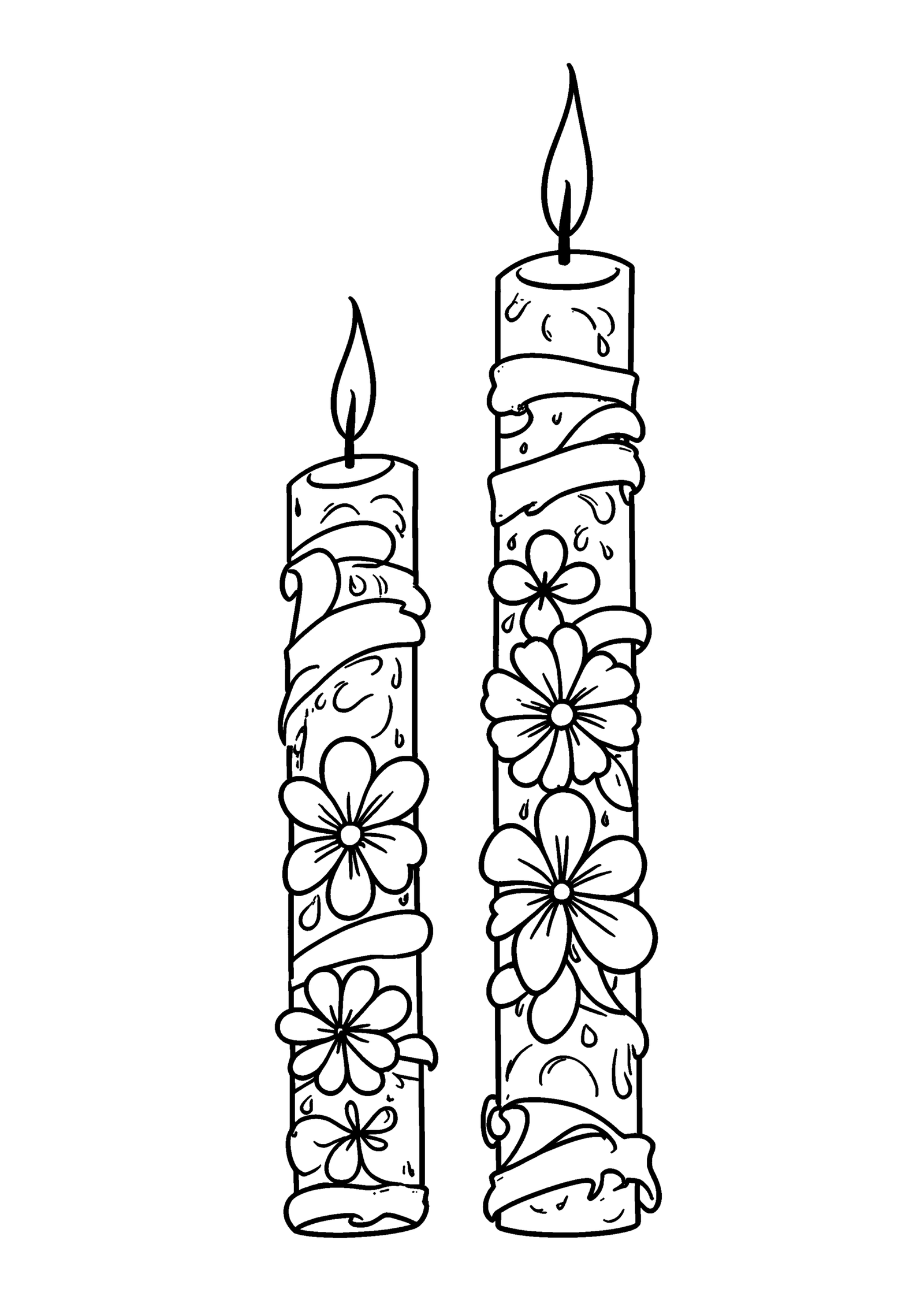Coloriage Paire de bougies décorées, variante 2