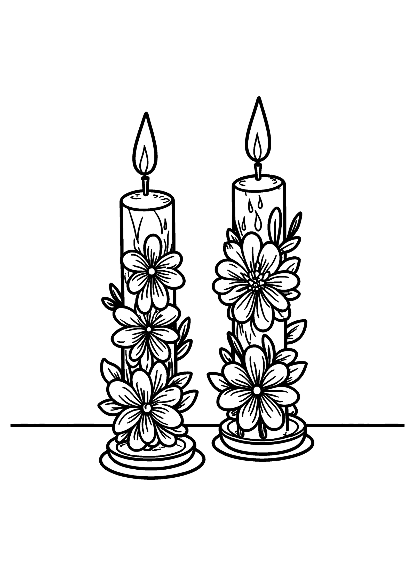 Coloriage Paire de bougies décorées, variante 3