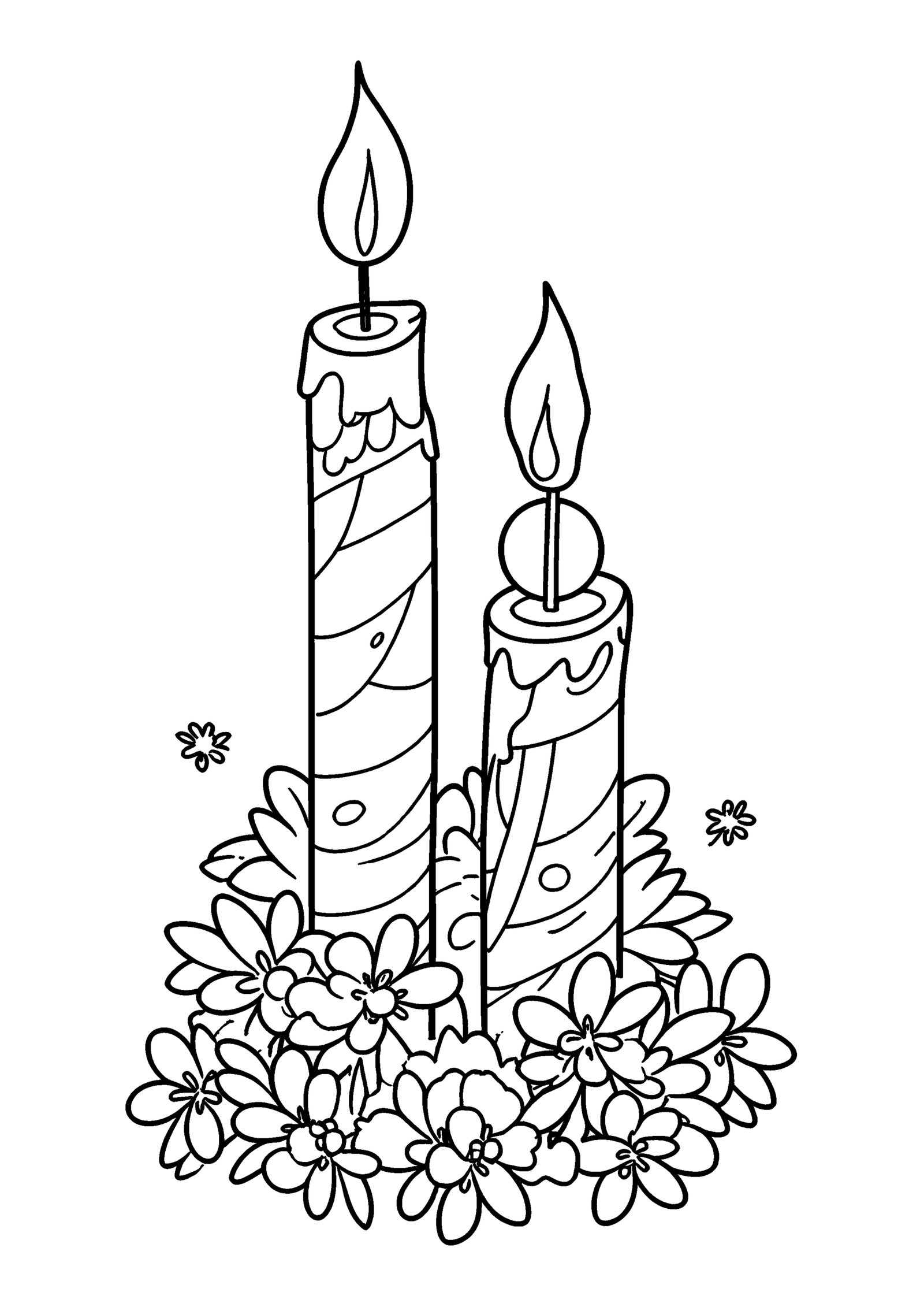 Coloriage Paire de bougies décorées, variante 4