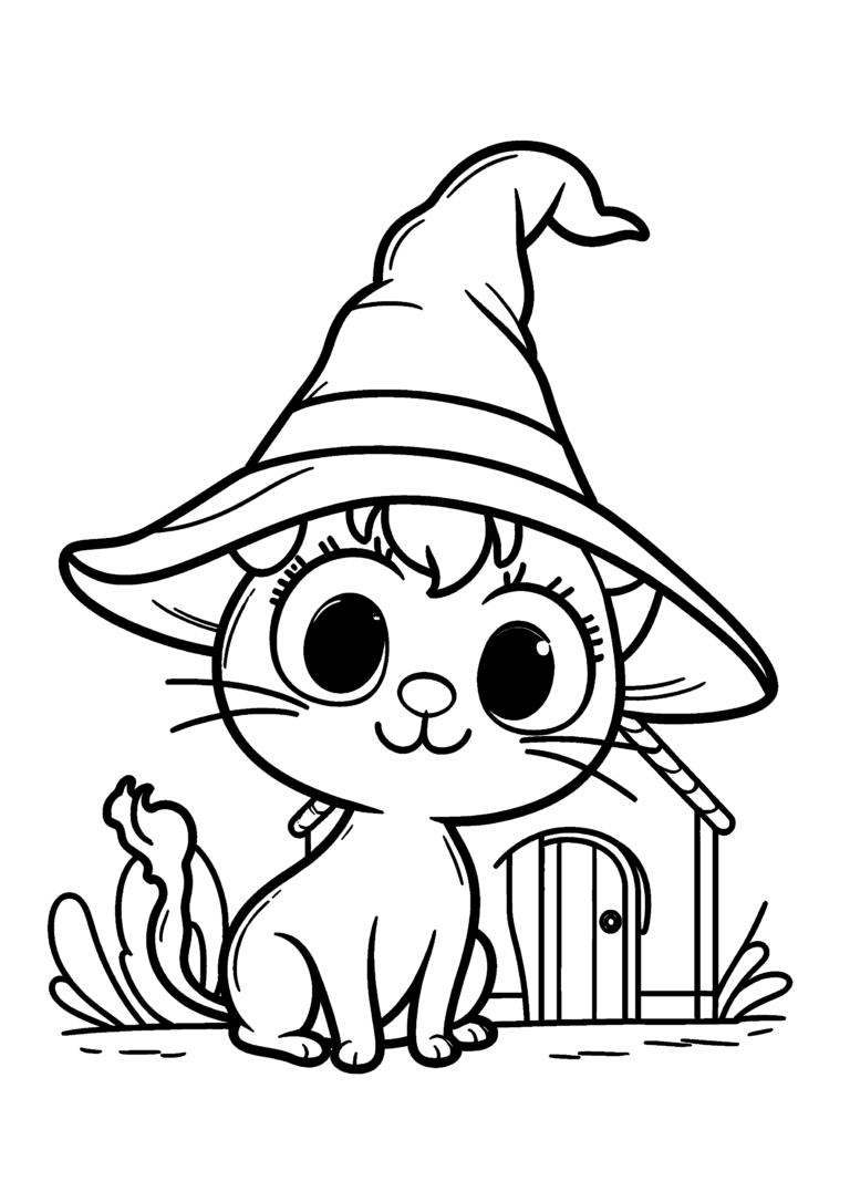 Coloriage Petit chat noir à imprimer gratuitement