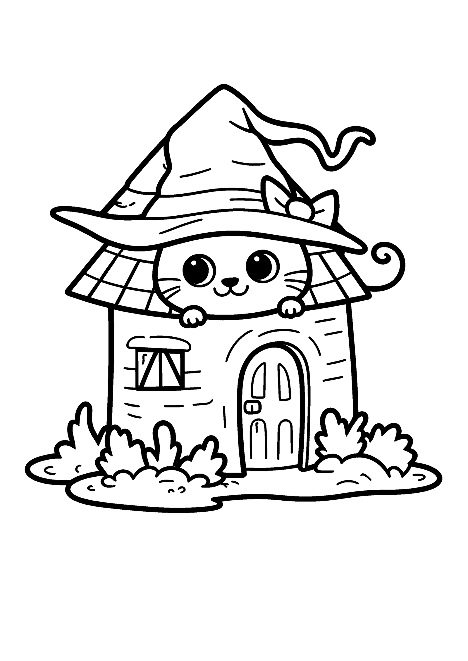 Coloriage Petit chat noir, variante 2