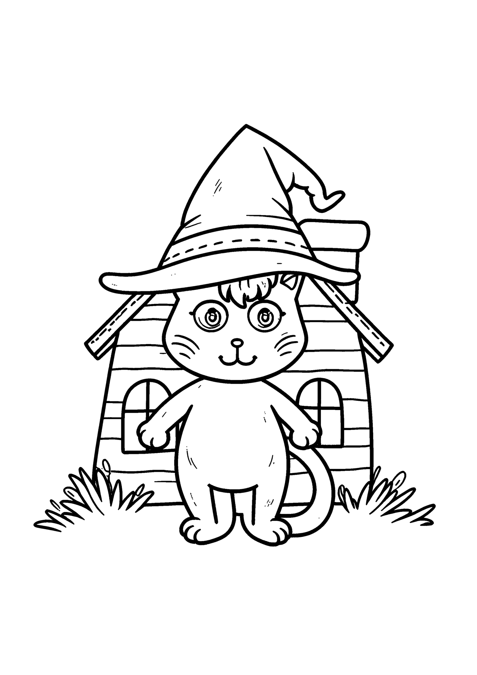 Coloriage Petit chat noir, variante 3