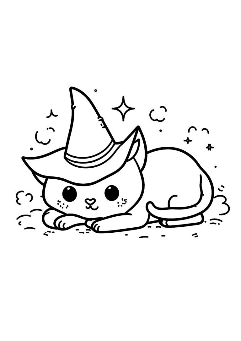 Coloriage Petit chat noir éveillé à imprimer gratuitement