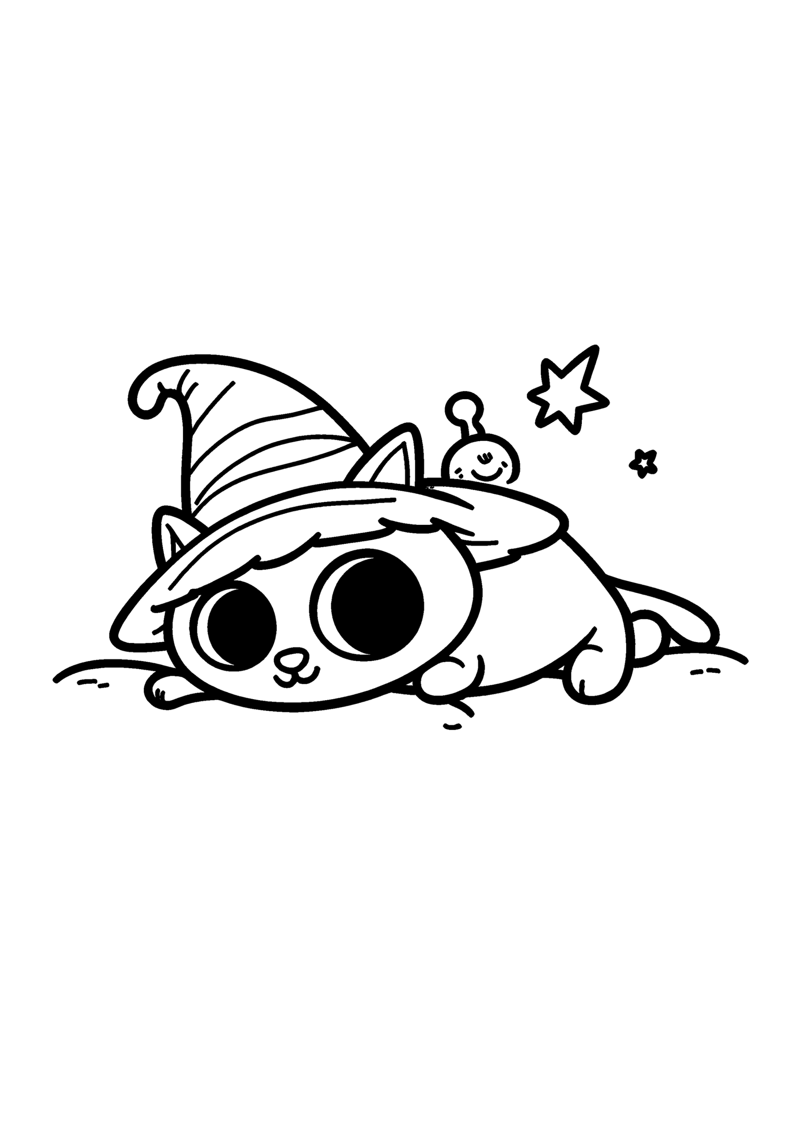 Coloriage Petit chat noir éveillé, variante 2