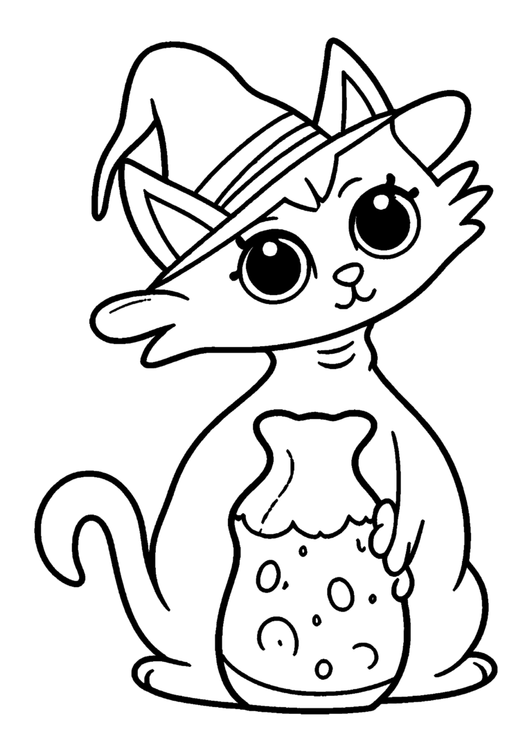 Coloriage Petit chat sorcier à imprimer gratuitement