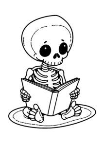 Petit squelette lisant un livre