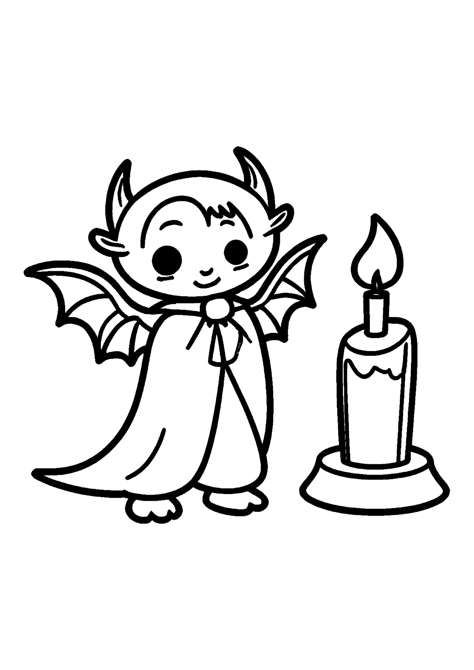 Coloriage Petit vampire déployant sa cape à imprimer gratuitement