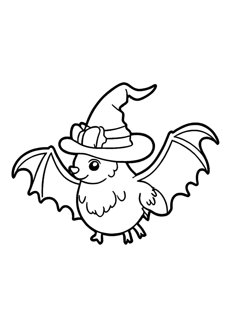 Coloriage Petite chauve-souris sorcière à imprimer gratuitement